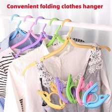 Travel Portable Foldable Clothes Coat Plastic Hangers Folding Slotted Tool UK
