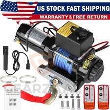 Electric Winch Truck 4,500 lb Synthetic Rope Waterproof Remote Control Kit