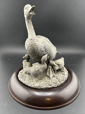 FRANKLIN MINT Pewter Sculpture GOSLING TIME By Robert K. Davis 1979 7'' HEAVY