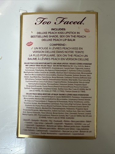 Too Faced SEX ON THE PEACH Matte Lipstick MINI TRAVEL SIZE 1g /.03 oz & Lip Balm - Picture 2 of 2