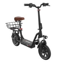 Electric scooter with seat and basket, 12 inches, 500W, foldable, battery