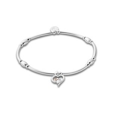 Clogau Silver, 9carat Rose Gold & White Topaz Paw Prints Heart Affinity Bracelet