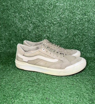 Vans Berle Pro Shoe Skateboard Suede Canvas Beige Grey Lace Up Low Top Men s 9.5