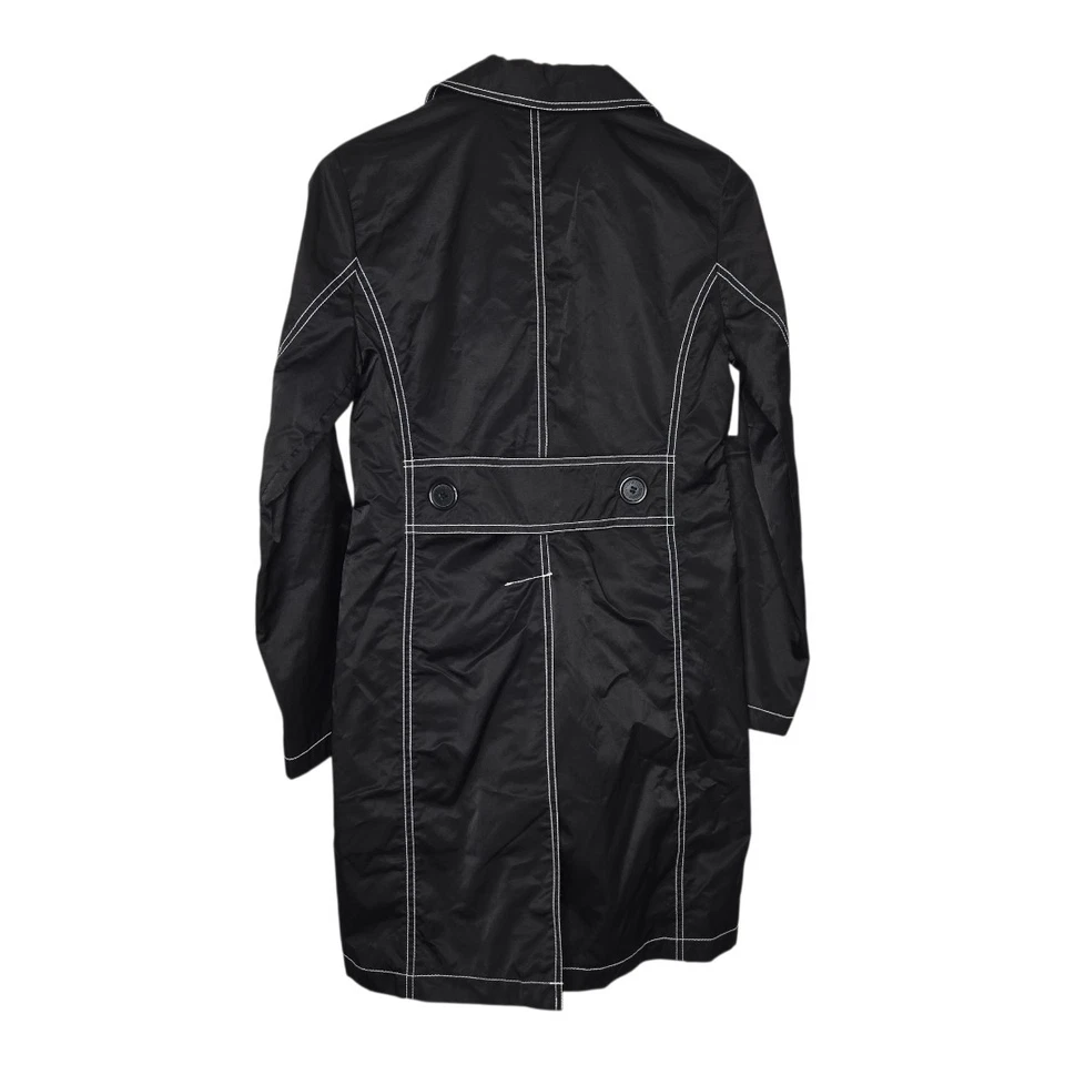 Gabardina exterior con puntada en contraste negra para casa de muñecas para mujer talla pequeña Foto 2 de 4