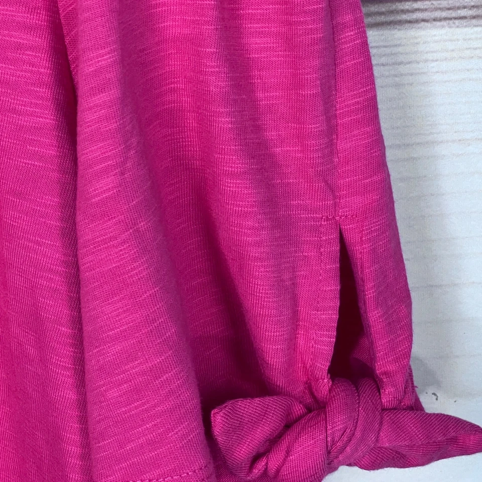 Топ женский Susan Graver выходные L розовый квадратный вырез футболка галстук рукав вышивка - Изображение 3 из 4