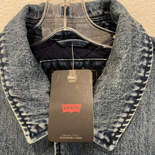 Levis Rowan Denim Varsity Relaxed-Fit Bomber Jacket - L Oversized Baggy - Picture 2 of 23