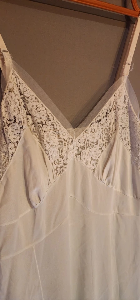 Винтажная ночная рубашка Aristocraft прозрачная средняя/большая (35) нейлоновая кружевная бледно-голубая - Изображение 2 из 4