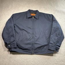 Red Kap Mechanic Work Jacket Navy Blue Men  s Size XL Quilted Zip
