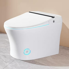 Elongated One-Piece Smart Toilet with Auto Flush and Heated Seat in White