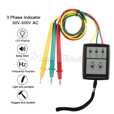 SP8030 Smart LED 3 Phase Indicator Tester Current Detector Meter Sequence Meter