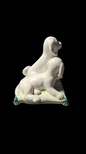 MID CENTURY ITALIAN MAJOLICA 3 PORCELAIN DOGS ON A PILLOW FIGURE HANDPAINTED ART - Picture 5 of 10