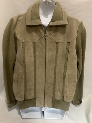 VTG 1970s Alvin Josef Suede Knit Leather Jacket Full Zip Mens size M
