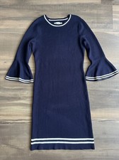 Eliza J Knitted Midi Dress Blue With White Stripes Medium