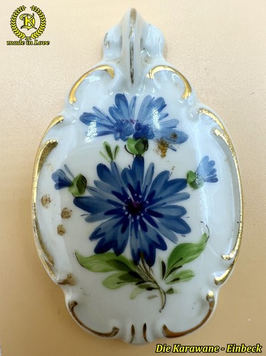 * RAR * Antik Design Anhänger Porzellan handbemalt Blumen Oval Vintage - Bild 10 von 10