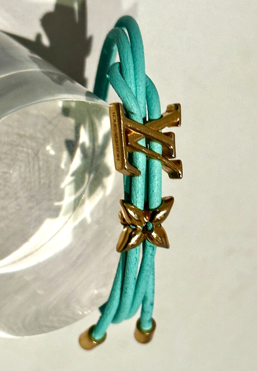 Auth LOUIS VUITTON LV Bloom - Bracelet Leather Hardware Blue