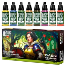 Green Stuff World Acrylic Starter Kit - Basics Vol 01 Model Paint Set - 8 Paints