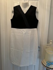 20 Dress By M&S Black Cream Ivory Classy Faux Wrap Lined BNWT NEW  £45 F149