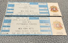 MLB 1993 09/21 NY Mets at Pittsburgh Pirates Full Ticket-Lot Of Two Three Rivers