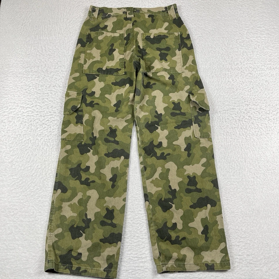Paris Blues Pants Womens 5 Green Army Camo Cargo Y2K Vintage Wide Leg Skater - Image 2 of 4