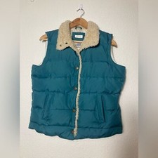 Maurices Down Filled Puffer Vest Green Blue Snap Front Large