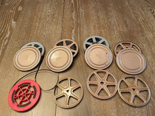 Lot of 8 Vintage 8mm Film Reels, 4 Metal, 4 Plastic, 4 w/ Unknown Film, 5" Reels