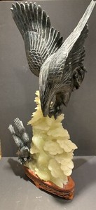 LARGE CHINESE JADE AND STONE EAGLS GROUP
