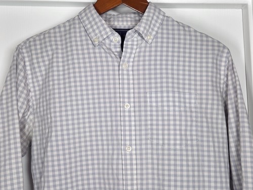 Camicia Rugby University Uomo Piccola Elasticizzata Grigio Gingham Manica Lunga Bottoni - Foto 5 di 6