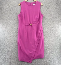 Shelby & Palmer Dress Womens 12 Pink Sheath Gold Accent Knee Length Career Work