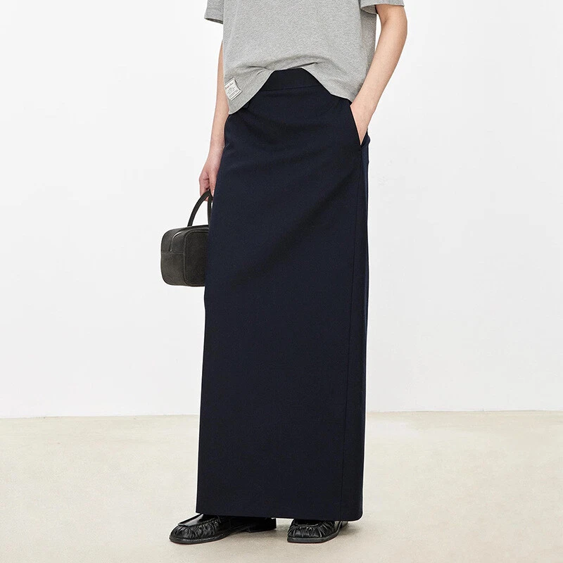 Женская весенняя шерстяная длинная повседневная юбка THE ROW с прямой оберткой на бедрах - Изображение 4 из 4