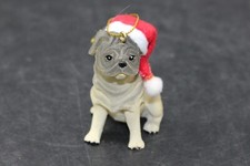 Pug Dog Wearing a Santa Hat Resin Ornament