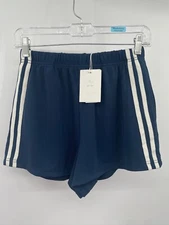 OAK + Fort Women's Relaxed Fit Lightweight striped Shorts Size XS White blue NWT