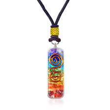 Orgone Chakra Healing Pendant with Adjustable Cord   7 Chakra Stones Necklace