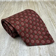 Giorgio Armani Cravatte Neck Tie Red Grey White Geometric 100% Silk Italy