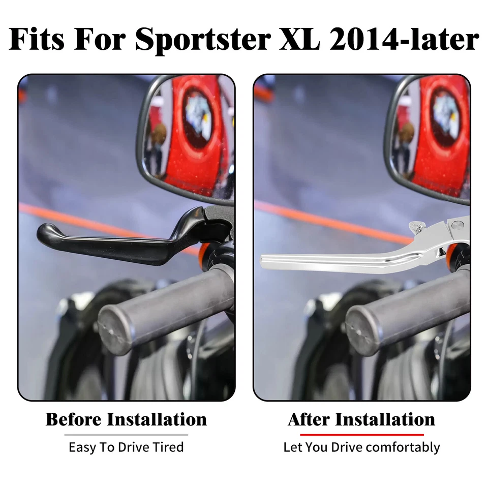 Chrome Brake Clutch Levers Fit For Harley Sportster Iron 883 1200 XL 48 72 14-24 - Image 3 of 4