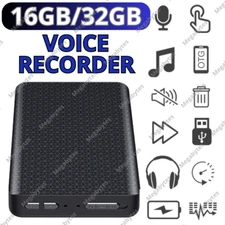 300 Hr Mini Spy Voice Activated Recorder Digital Audio Power Bank Player 16/32GB