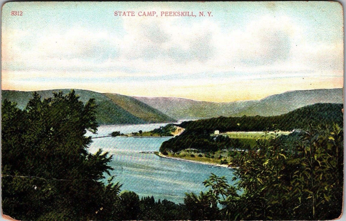絵画　camp Peekskill, NY State Camp On The Hudson River Vintage Postcard JF9