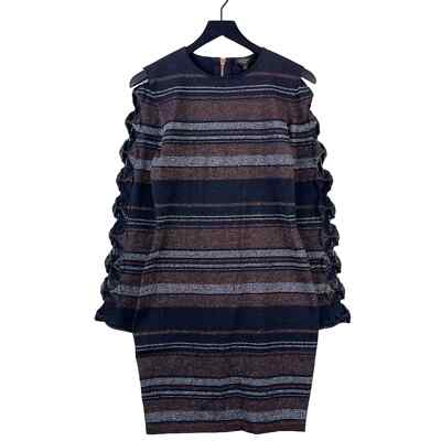 Ted Baker (2) Simona Lurex Striped Knit Mini Bodycon Dress Cut