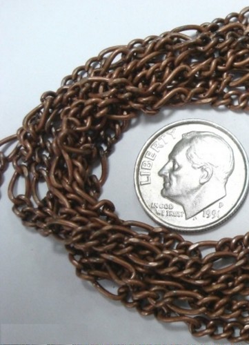 PENDANT Chain Figaro link chain bulk 5ft 6mm large link antique copper pl PCH013 - Picture 2 of 3