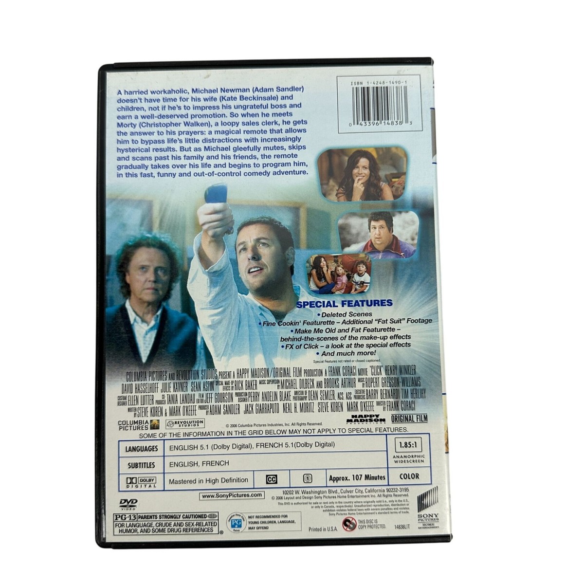Click DVD Movie Rated PG-13 Sony Widescreen 2006 NTSC Adam Sandler