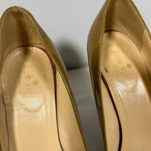 Kate Spade Patent Leather Round Toe Pump Heels Womens 6.5 Tan - Picture 11 of 12