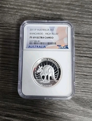 2011-P Australia Silver $1 Kangaroo High Relief NGC PF 69 Ultra Cameo 1oz .999