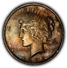 1923 $1 Silver Peace Dollar - Colorful Pattern Toning - SKU-D7752