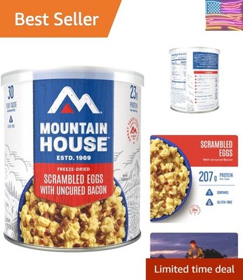 Gluten-Free Scrambled Eggs with Uncured Bacon Freeze-Dried Food for Camping, ...