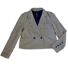 House of Harlow 1960 Blazer M Houndstooth Cropped Academia Notched NWOT