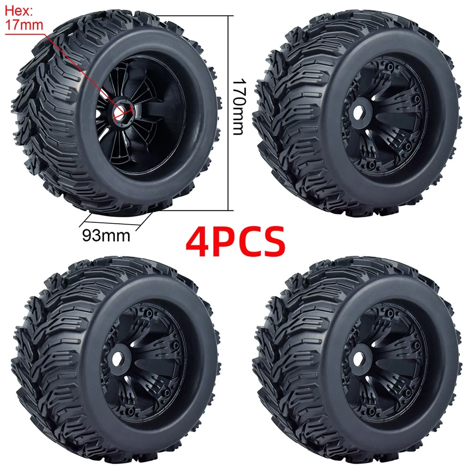 4x 17mm Hub Rad Felge Reifen für 1/8 Monster Truck Traxxas HSP HPI Racing RC Car - Bild 3 von 4