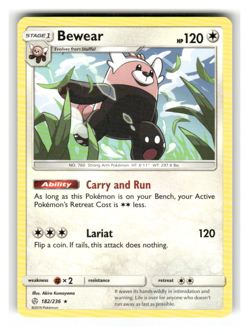Bewear 182/236 Rare Cosmic Eclipse Pokemon Near Mint