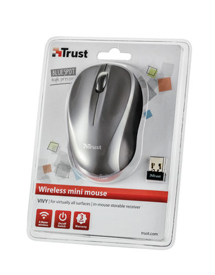 Trust (18479) silberne kabellose optische kompakte Maus - 600 DPI - 3 Tasten - 2,4 GHz