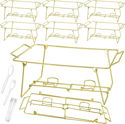 32 Pack Buffet Rack Set with Tongs & Cutlery - Gold Catering Supplies