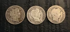 1911-P, 1914-D, 1916 Barber Dimes, 10c, US Circ, Silver, Lot of 3