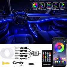 "RGB Car Interior LED Strip Lights App  Remote, Fiber Optic Ambient Music Sync
